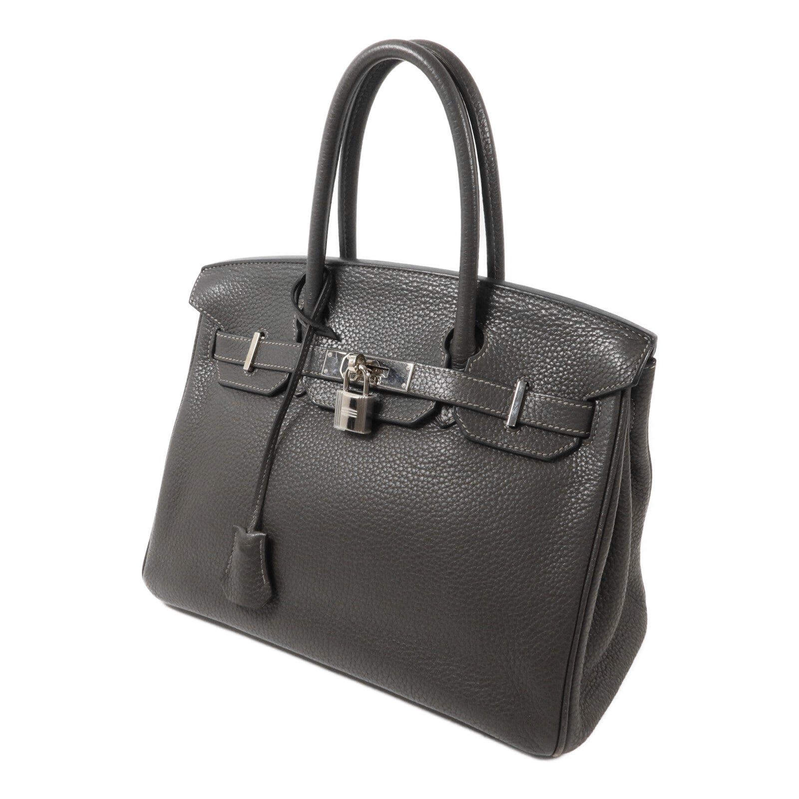 HERMES Clemence皮革Birkin 30手挽袋Graphite