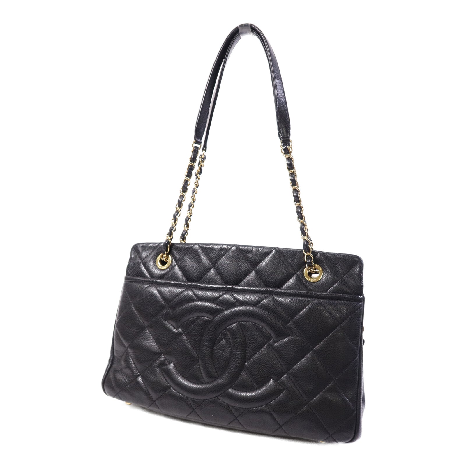 CHANEL 牛皮皮革Timeless CC金扣鏈帶肩背袋