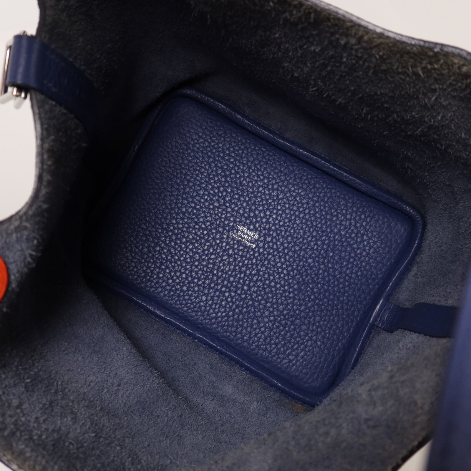 HERMES Clemence皮革Picotin PM銀扣手挽袋Bleu Brighton/Capucine