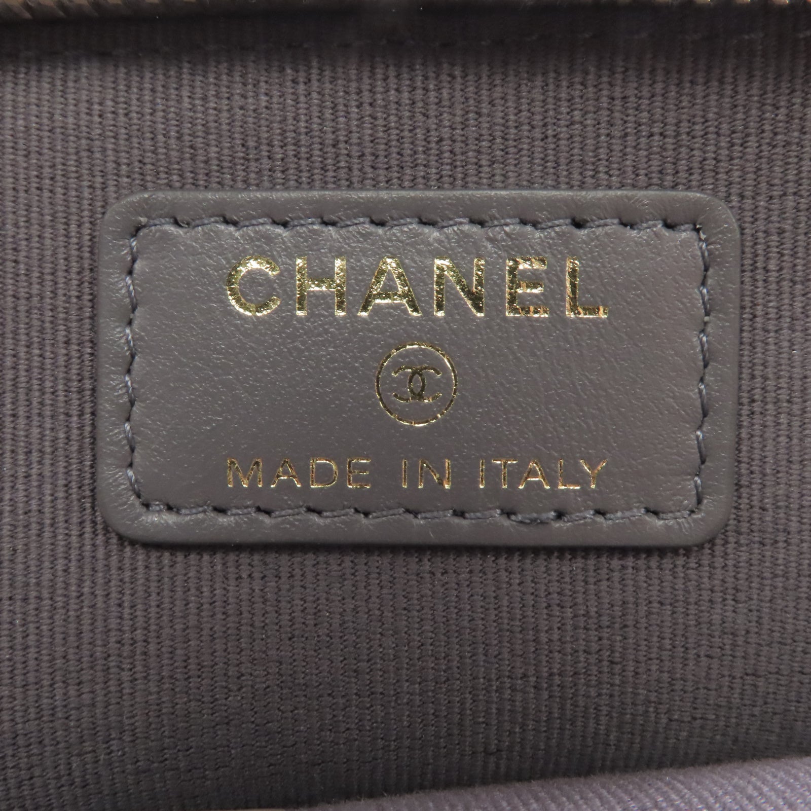 CHANEL 菱格牛皮皮革Wallet金扣錢包灰色
