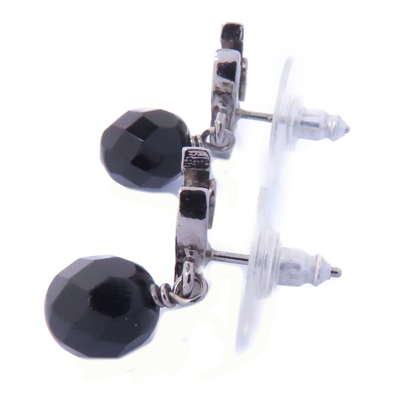 CHANEL PVC/金屬Earrings耳環黑色/銀色