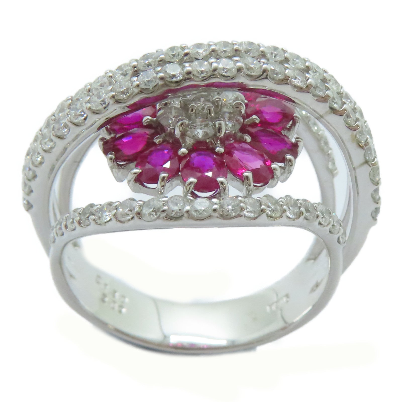 JEWELRY 18K白金Ruby Ring 2.09ct紅寶石/1.8ct鑽石戒指US#10