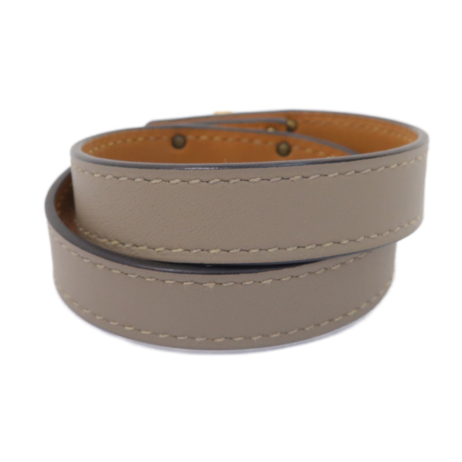 HERMES Evercolor皮革Kelly Double tour金扣手鏈灰色