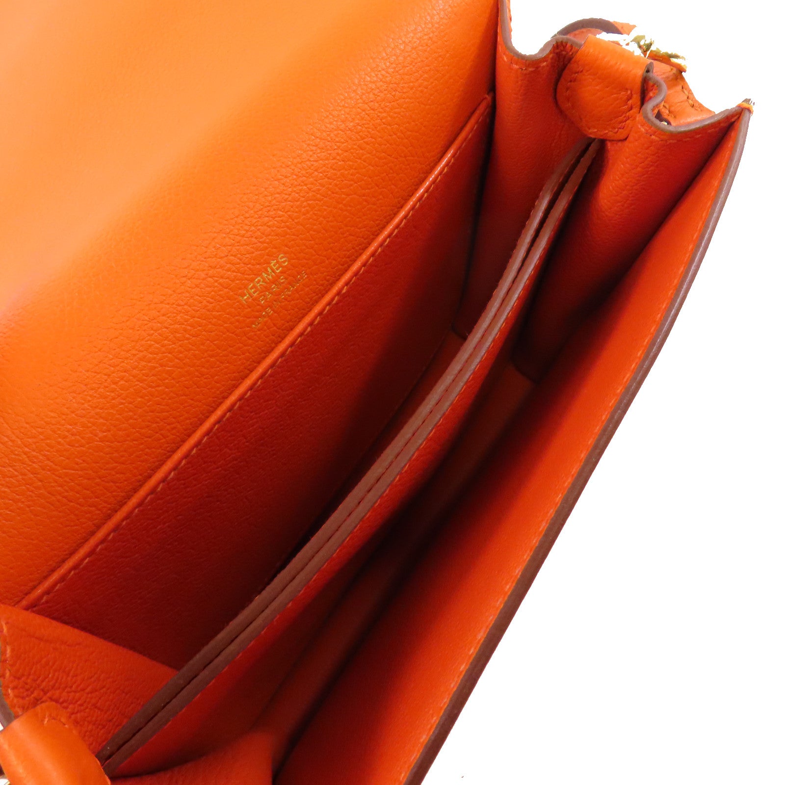 HERMES Evercolor皮革Roulis Mini Shoulder Bag金扣肩背袋9J Feu fire orange/火橘色