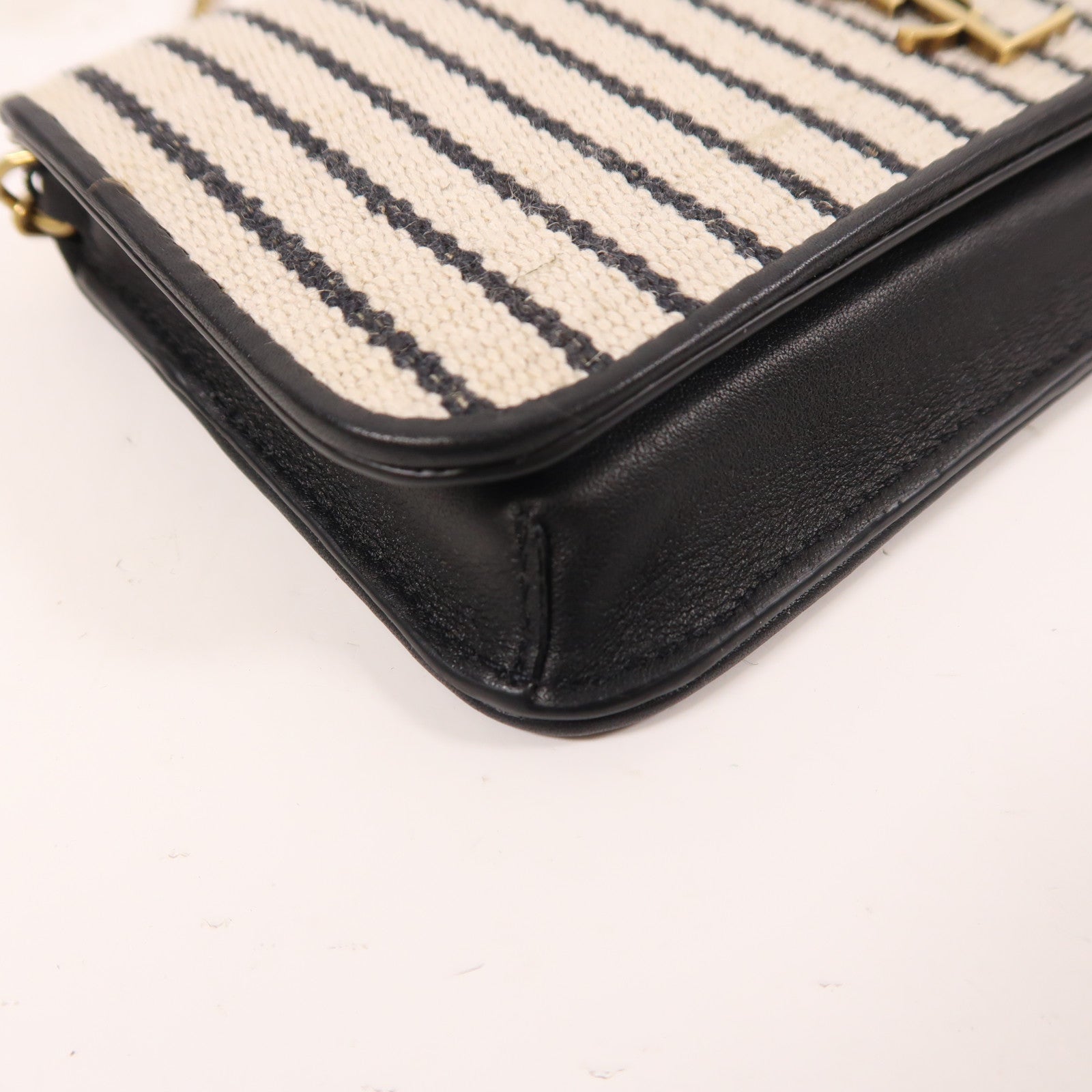 YVES SAINT LAURENT 帆布Chain Shoulder金扣肩背袋