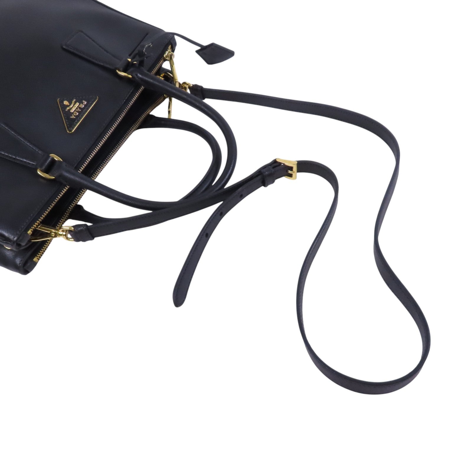 PRADA Saffiano皮革2Way Shoulder金扣手挽肩背兩用袋