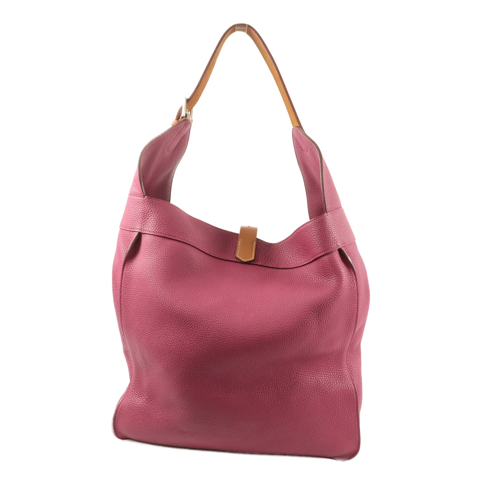 HERMES Clemence皮革Marwar GM銀扣肩背袋Tosca