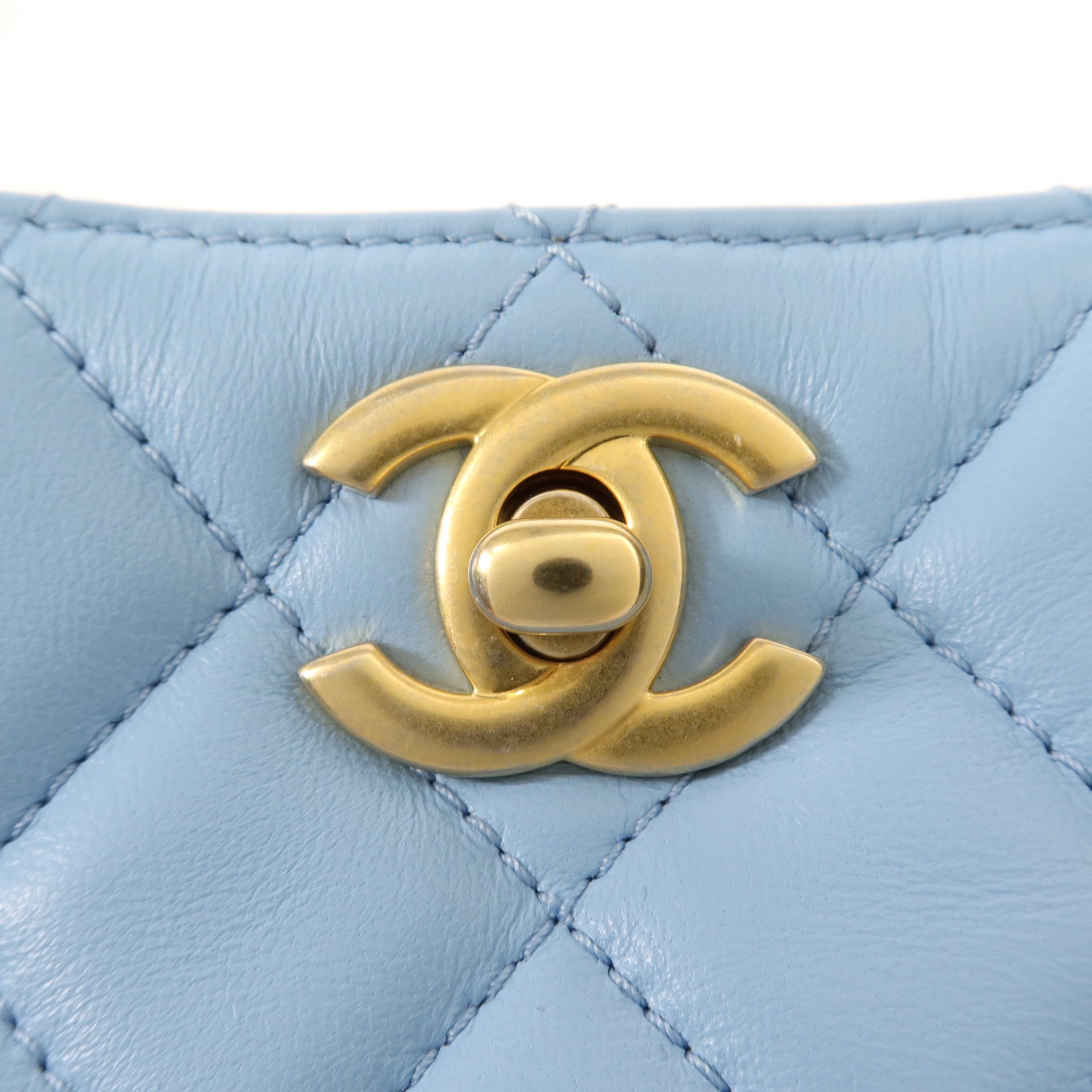 CHANEL 羊皮皮革Chain Shoulder金扣鏈帶肩背袋