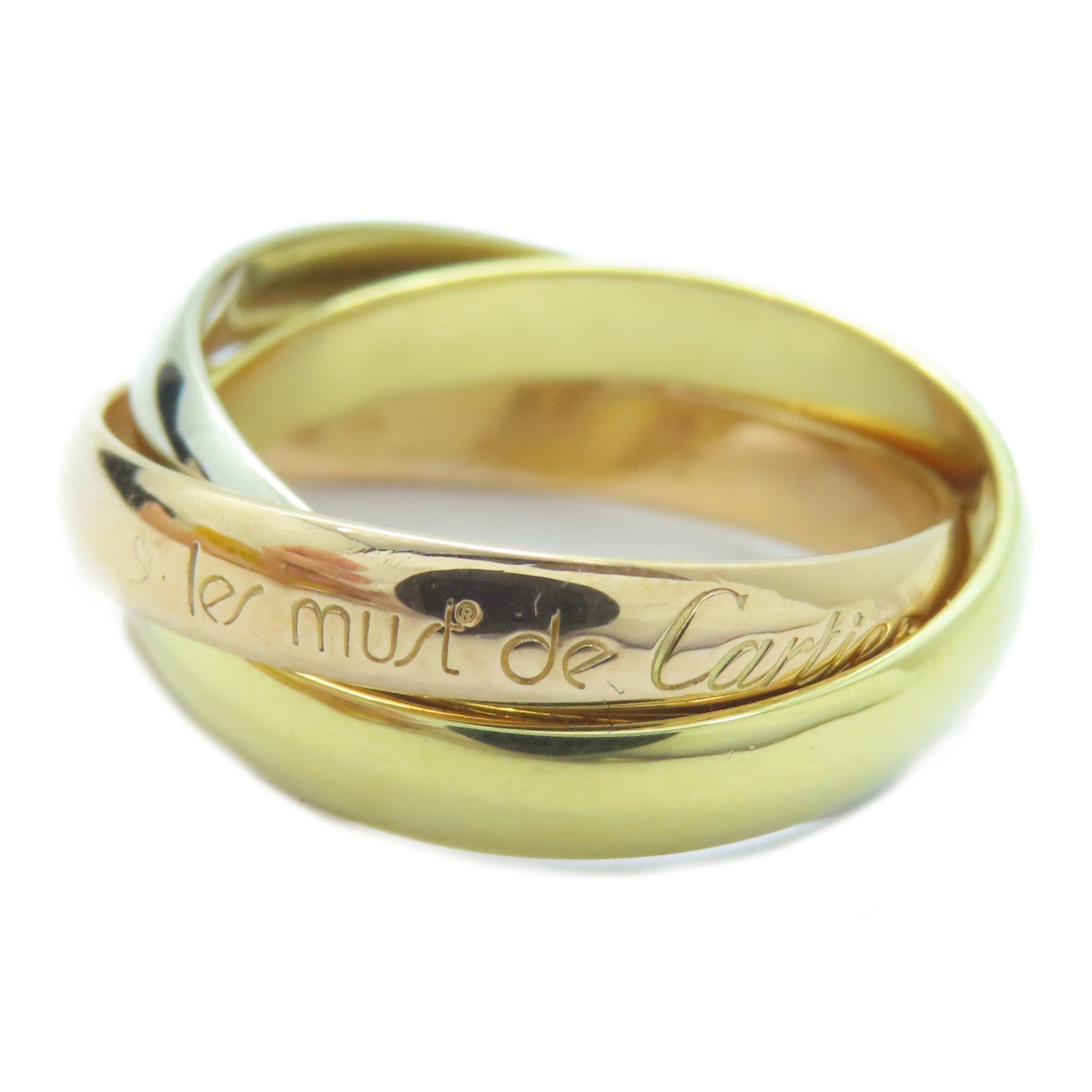 CARTIER 18K黃金/白金/玫瑰金Trinity戒指Cartier#52/US#6.25