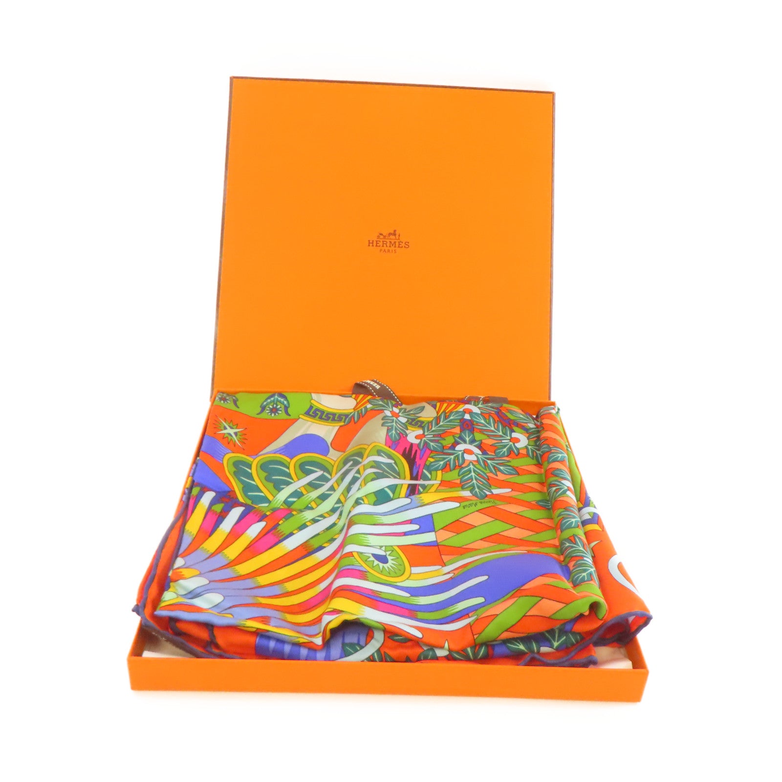 HERMES 【激減優惠】絲質Scarf 90x90絲巾橙色/藍色/彩色