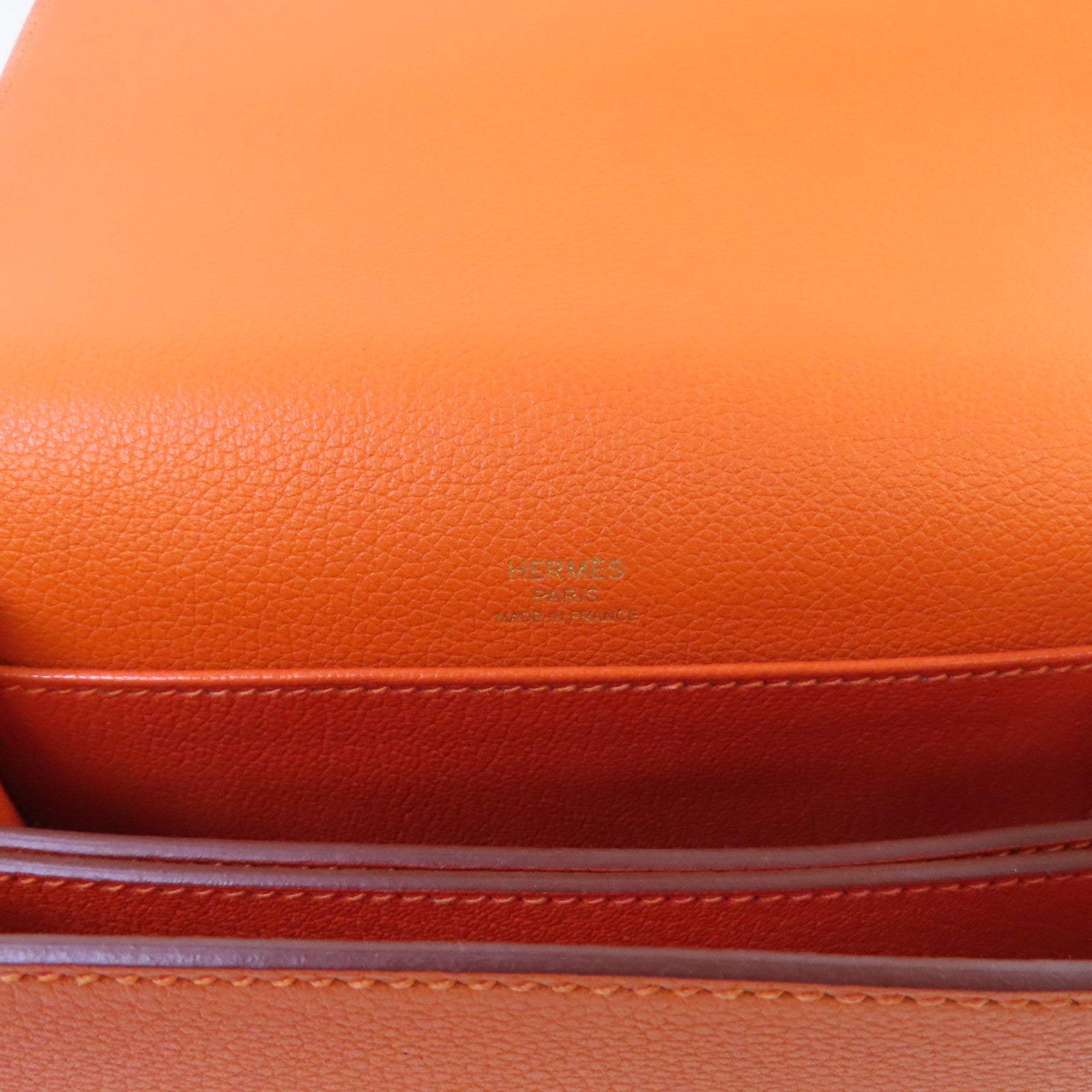 HERMES Evercolor皮革Roulis Mini Shoulder Bag金扣肩背袋9J Feu fire orange/火橘色