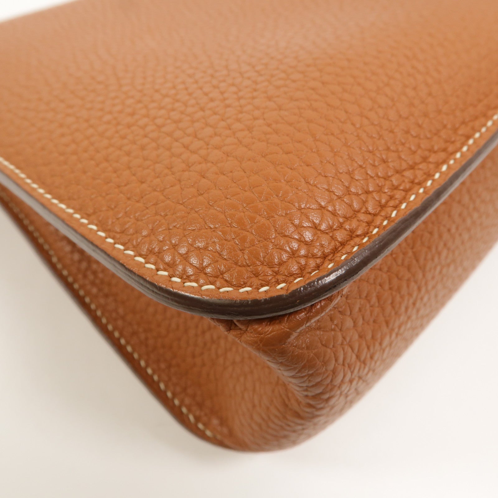 HERMES Clemence皮革Halzan 25手挽肩背兩用袋Gold