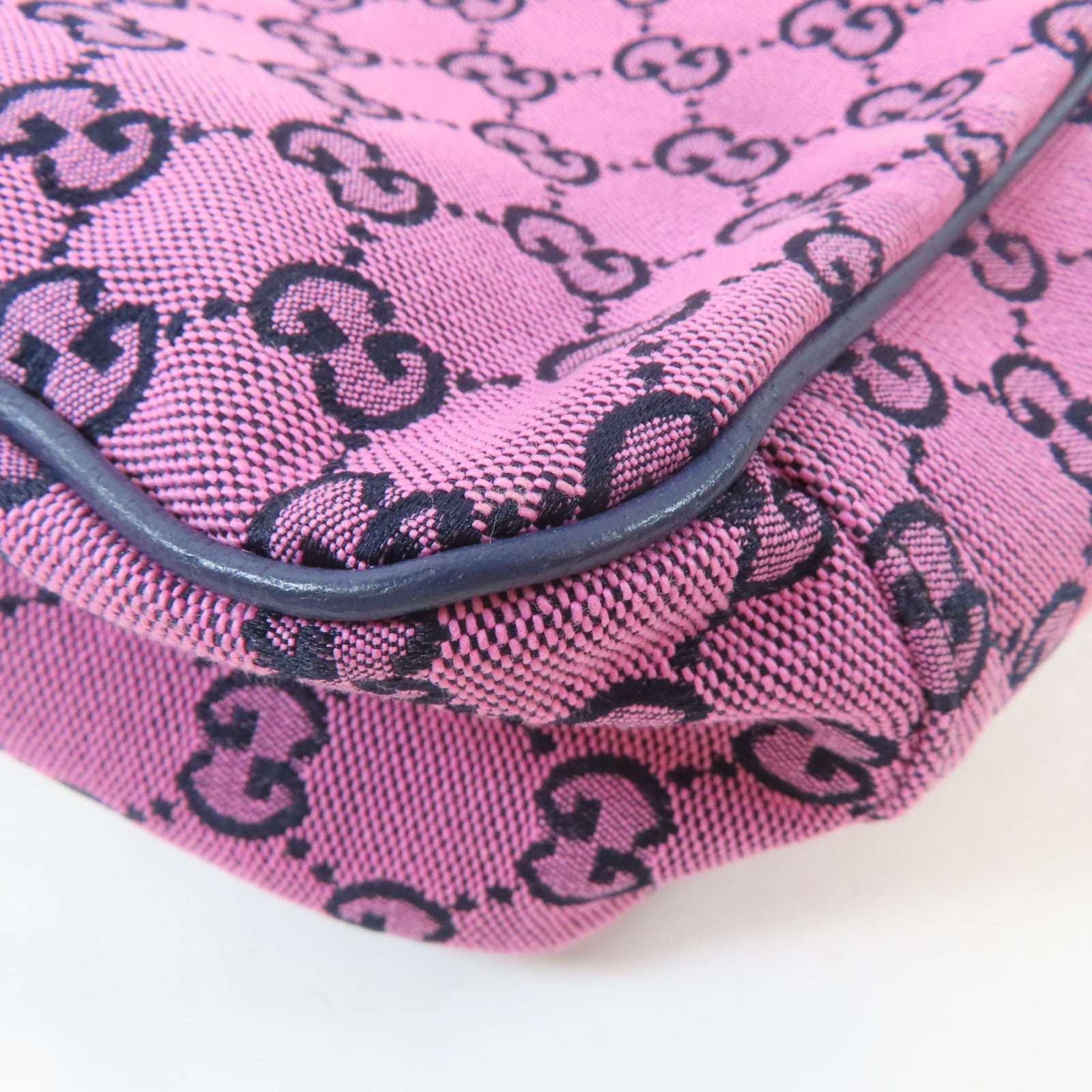 GUCCI 帆布Shoulder Bag銀扣肩背袋粉紅色