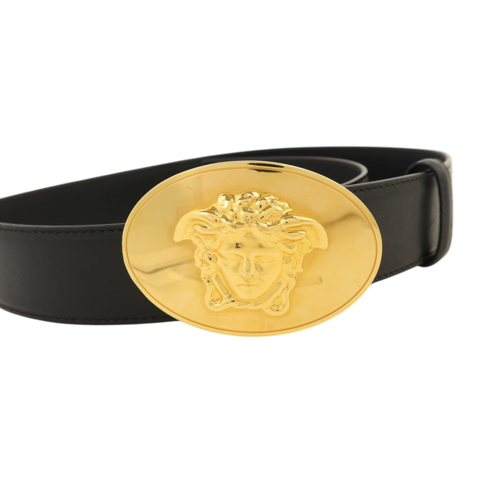 VERSACE 牛皮皮革Medusa Buckle Belt金扣皮帶
