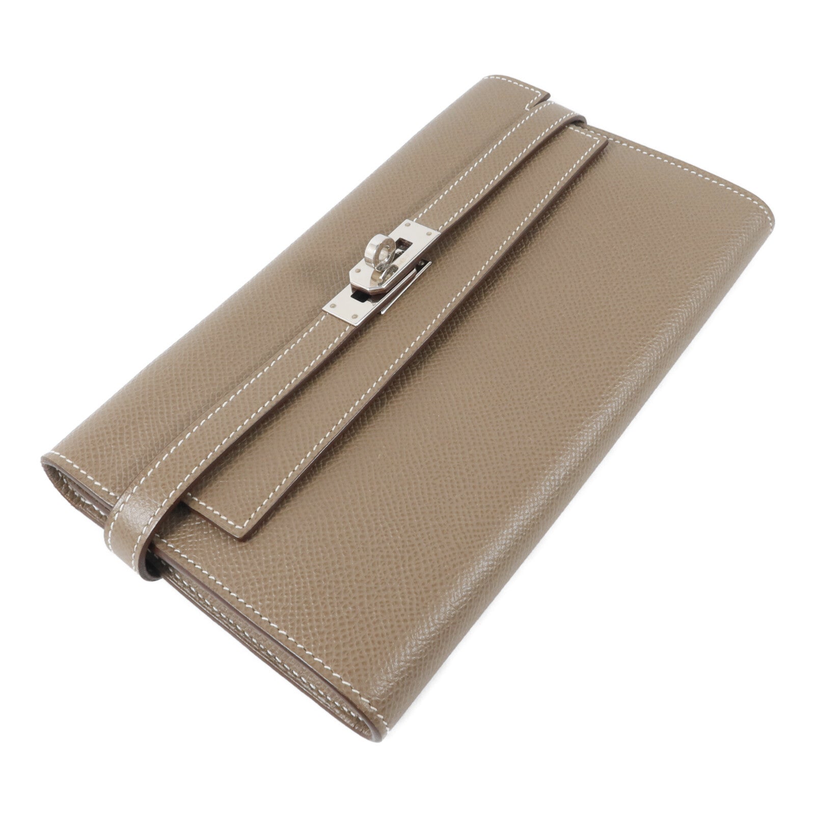 HERMES Epsom皮革Kelly Wallet長錢包Etoupe