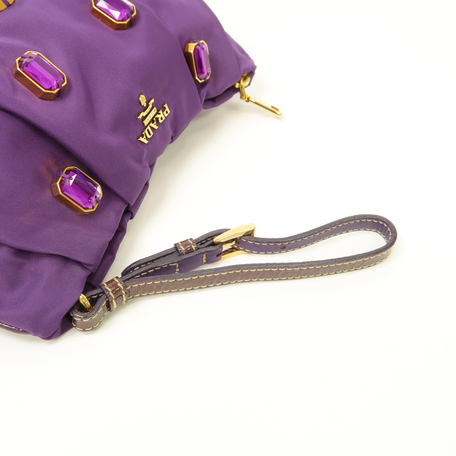 PRADA 尼龍Clutch Bag金扣手拿包紫色