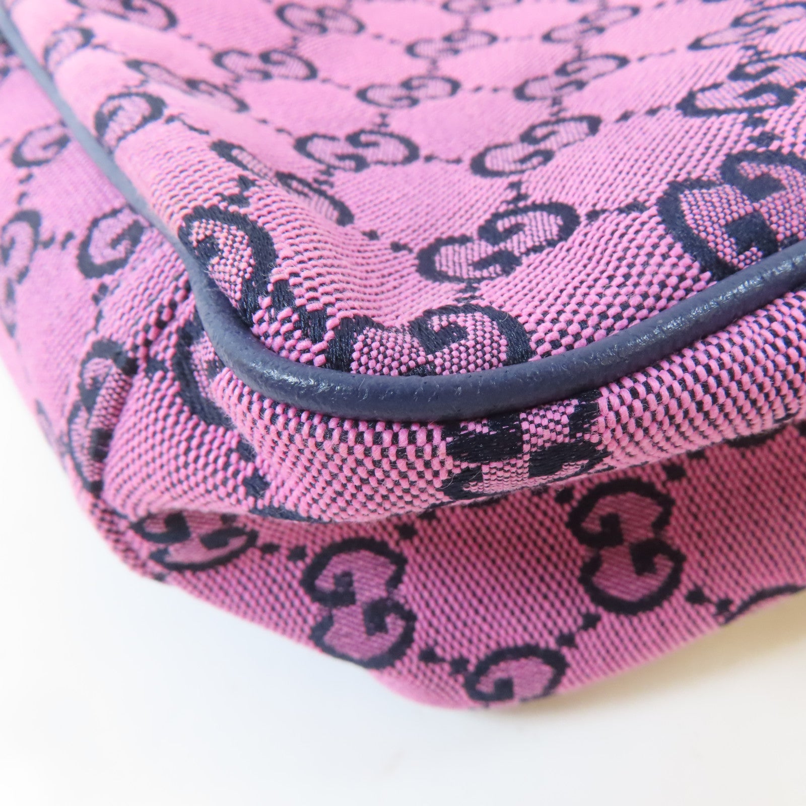 GUCCI 帆布Shoulder Bag銀扣肩背袋粉紅色