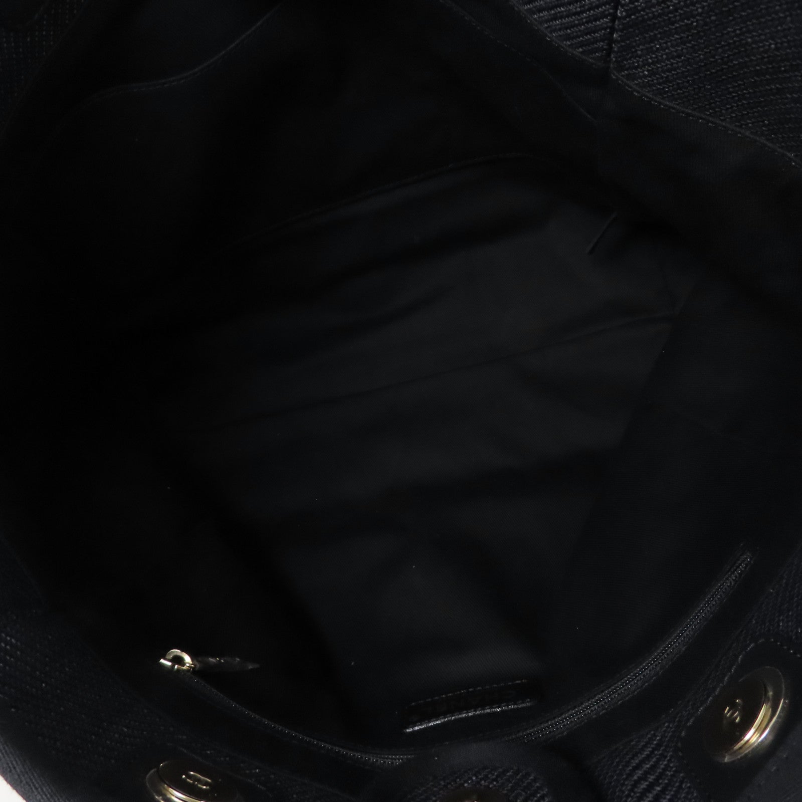 CHANEL 帆布Deauville銀扣手挽袋黑色