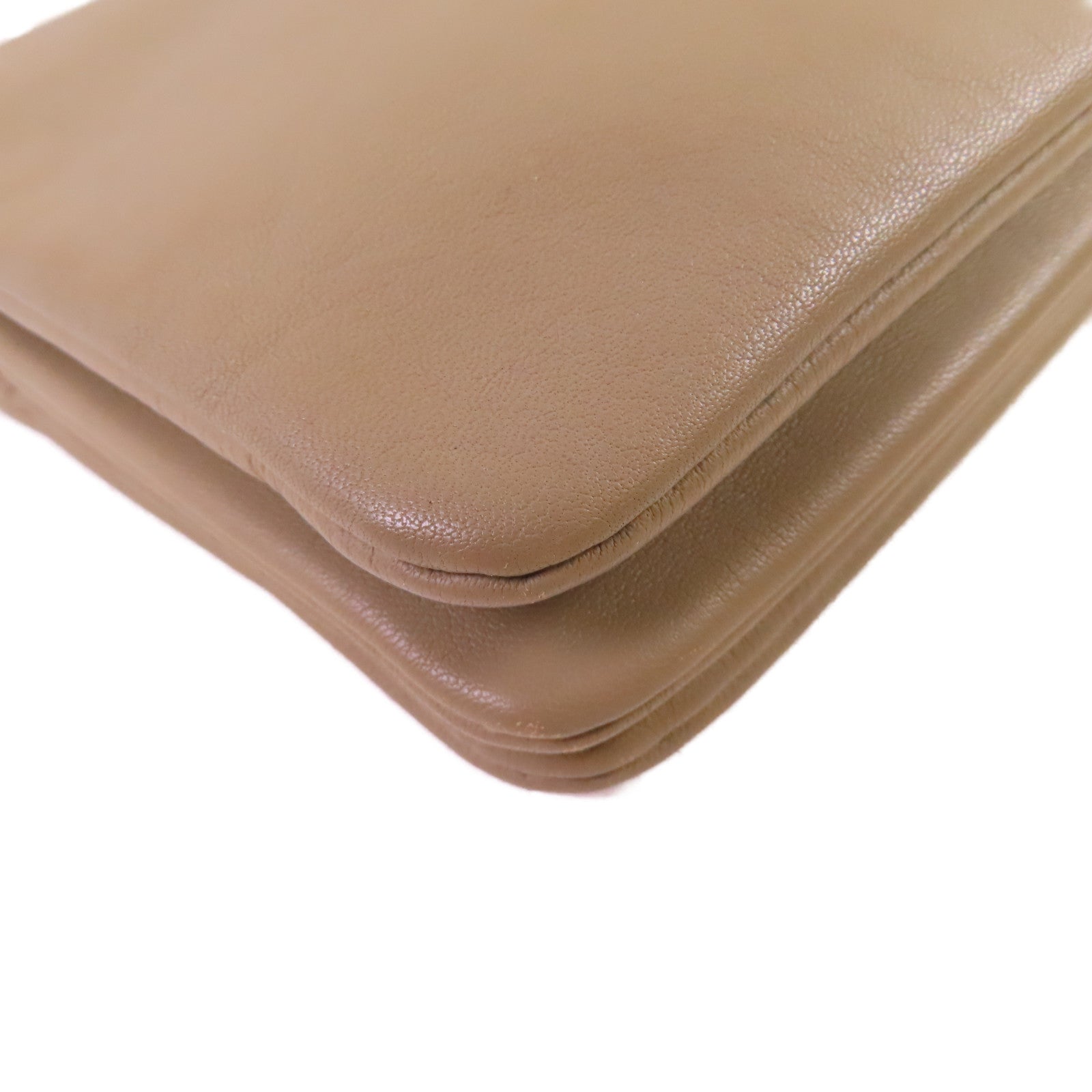 CELINE 牛皮皮革Trio Shoulder Bag金扣肩背袋米色
