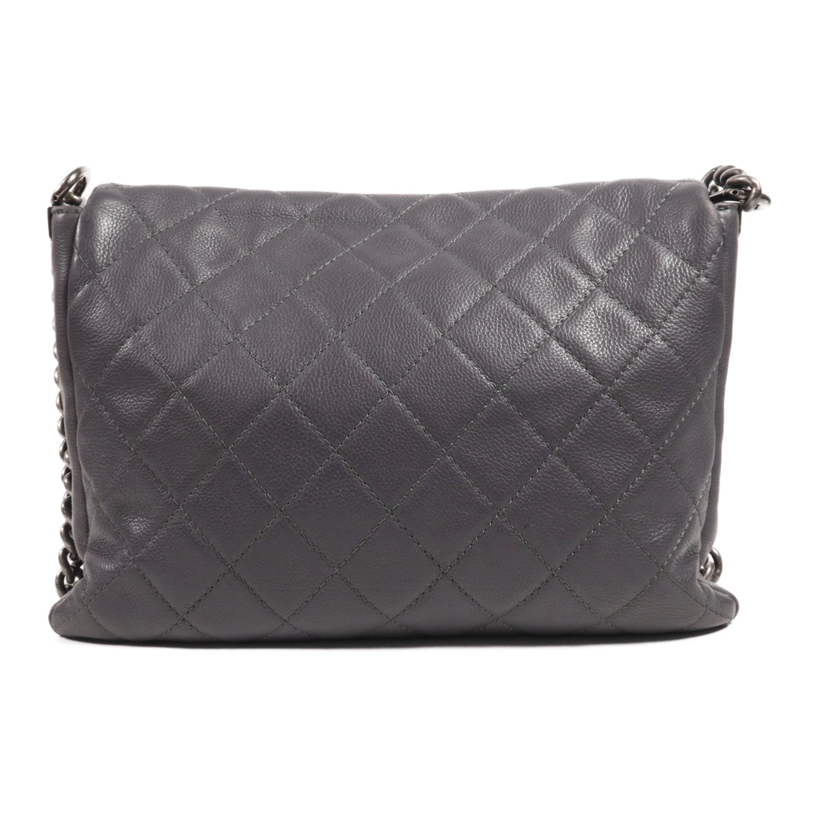CHANEL 牛皮皮革Chain Shoulder銀扣肩背袋