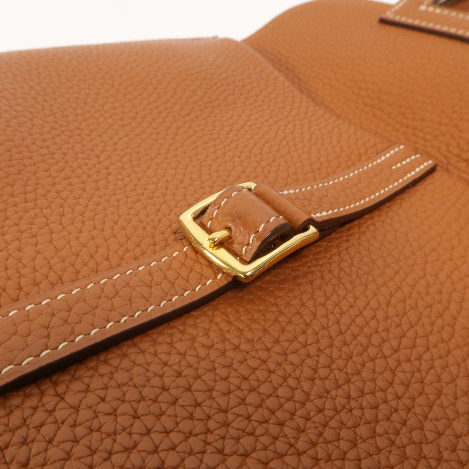 HERMES Clemence皮革Halzan 25手挽肩背兩用袋Gold