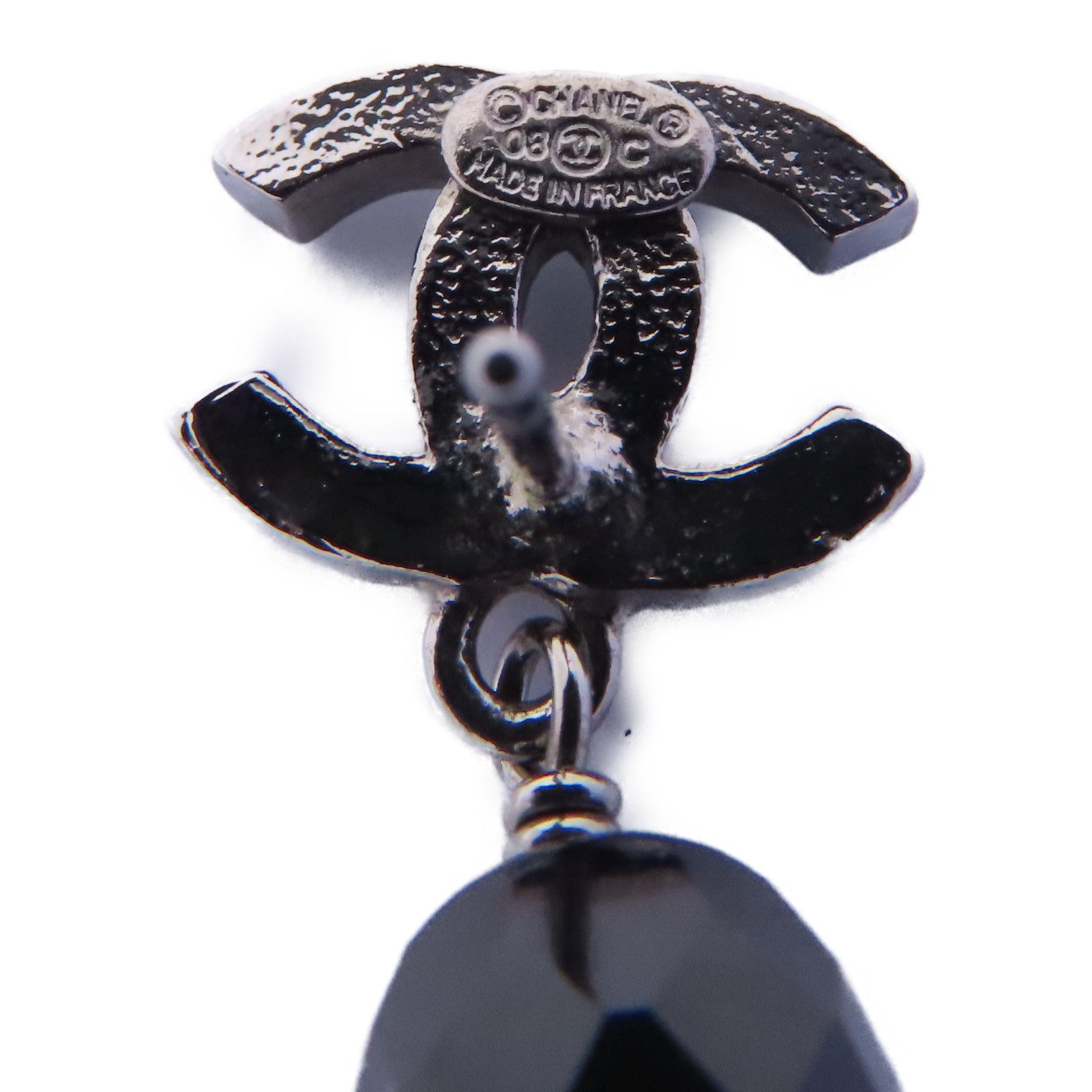 CHANEL PVC/金屬Earrings耳環黑色/銀色