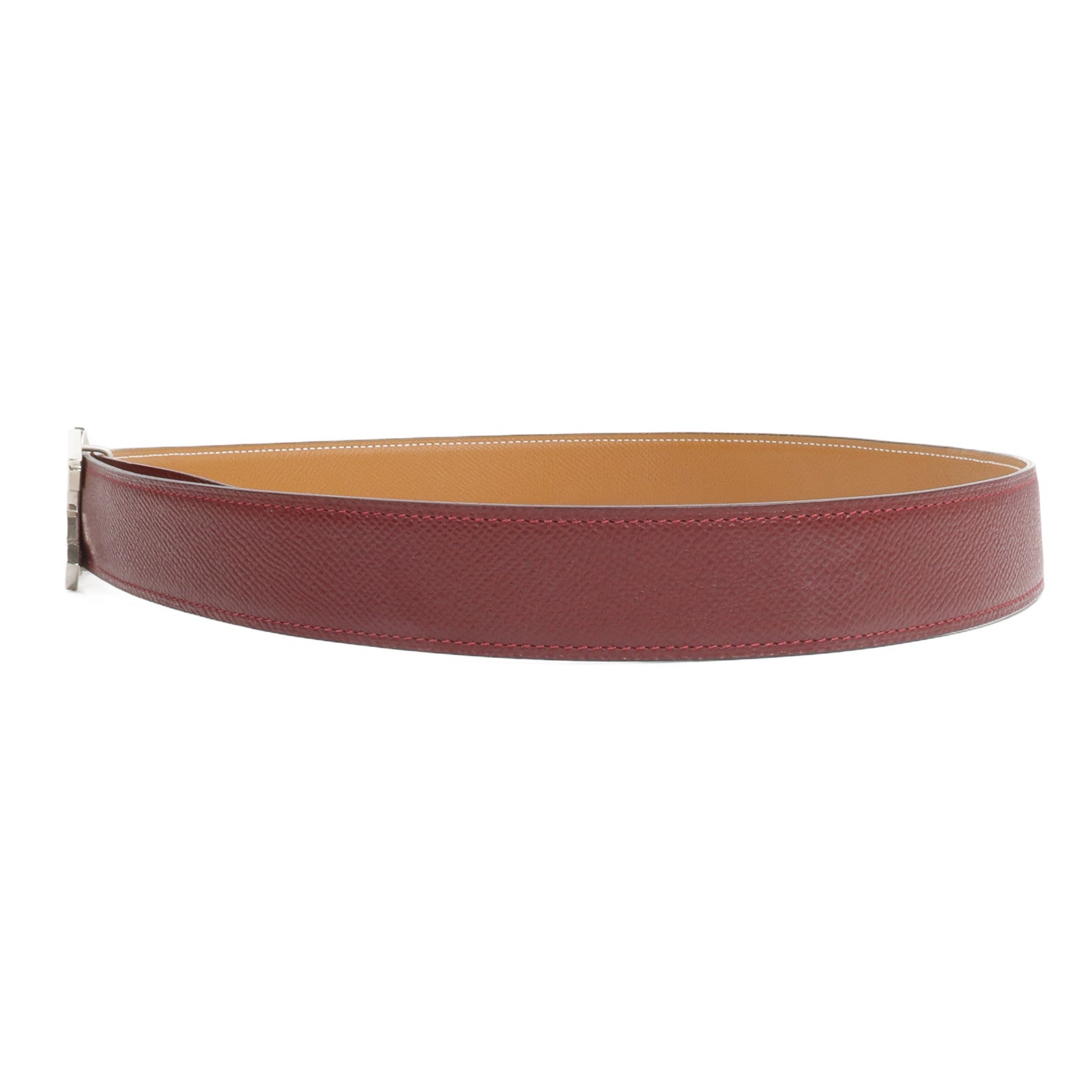 HERMES Epsom皮革Reversible H Belt 85cm皮帶Rouge H/Gold