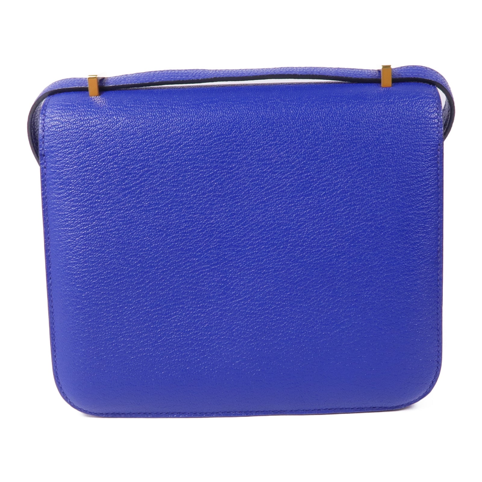 HERMES Chevre皮革Mini Constance金扣肩背袋Bleu Electrique