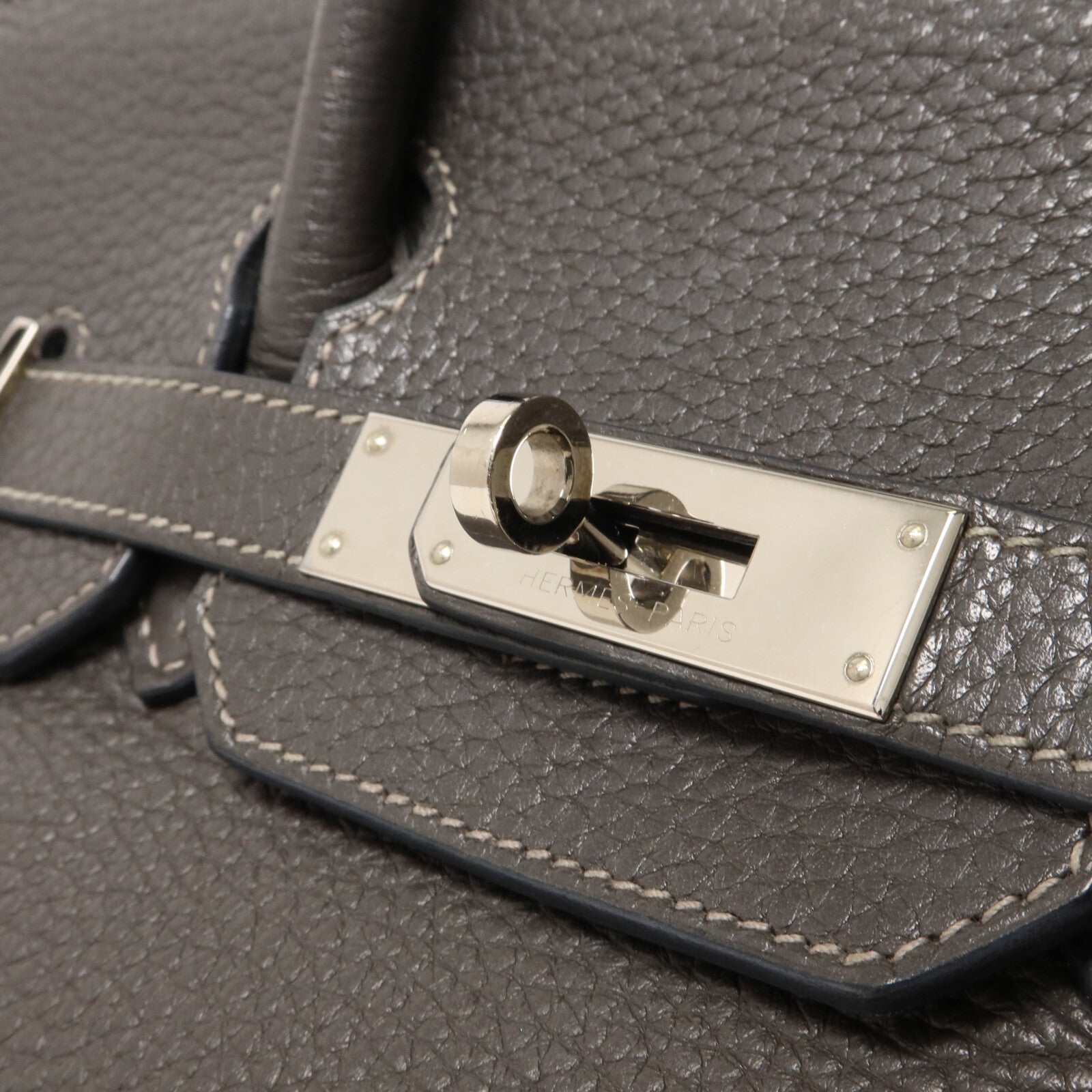 HERMES Clemence皮革Birkin 30手挽袋Graphite