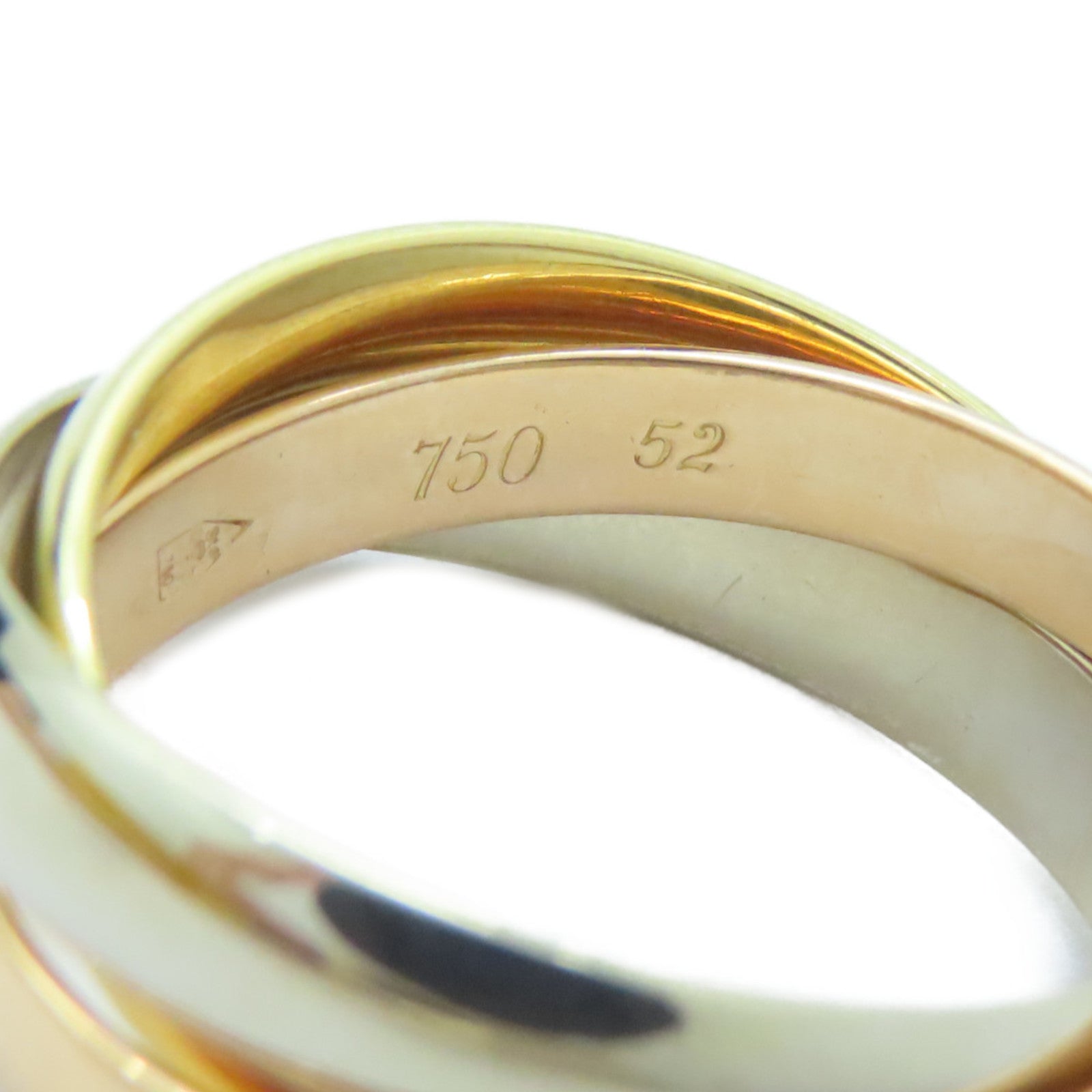 CARTIER 18K黃金/白金/玫瑰金Trinity戒指Cartier#52/US#6.25