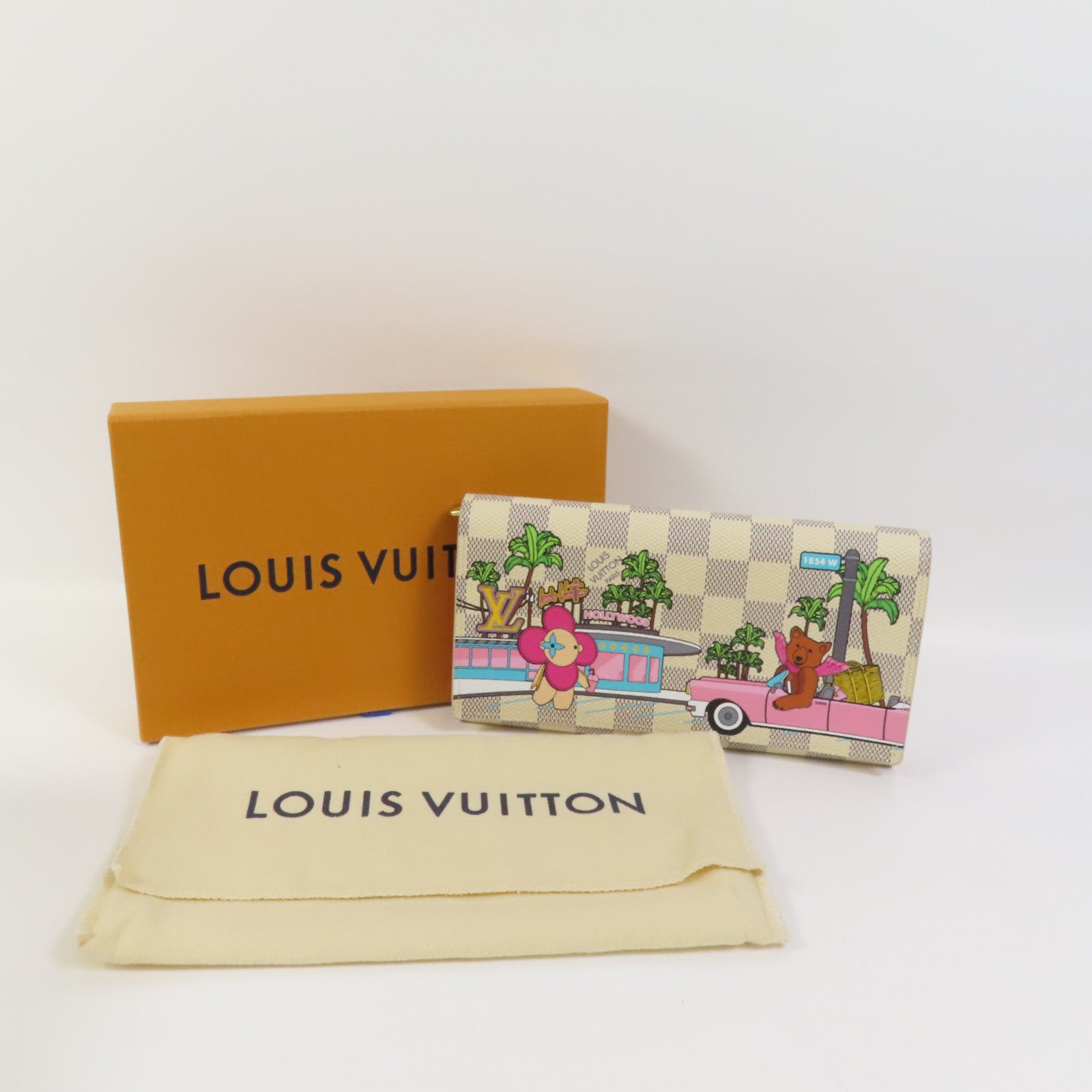LOUIS VUITTON 【激減優惠】Damier Azur Vivienne Holiday金扣長銀包