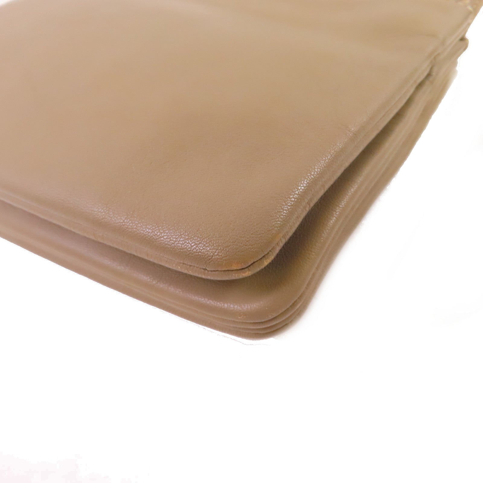 CELINE 牛皮皮革Trio Shoulder Bag金扣肩背袋米色