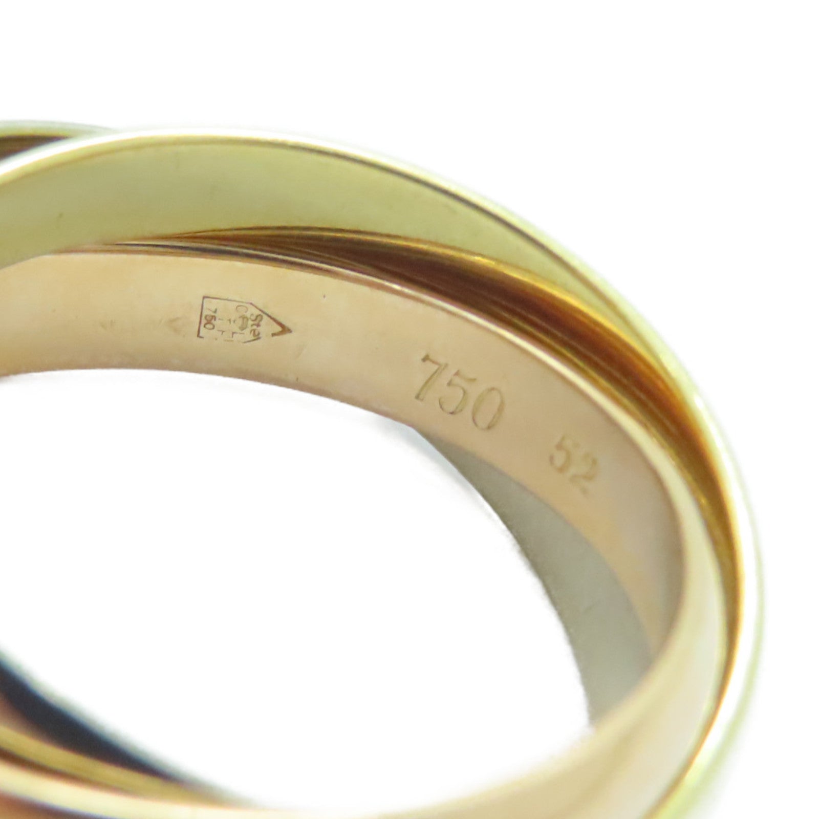 CARTIER 18K黃金/白金/玫瑰金Trinity戒指Cartier#52/US#6.25
