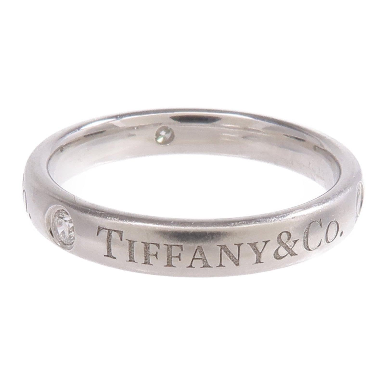 TIFFANY＆CO PT950鉑金T&Co Band Ring 3 Diamonds鑽石戒指