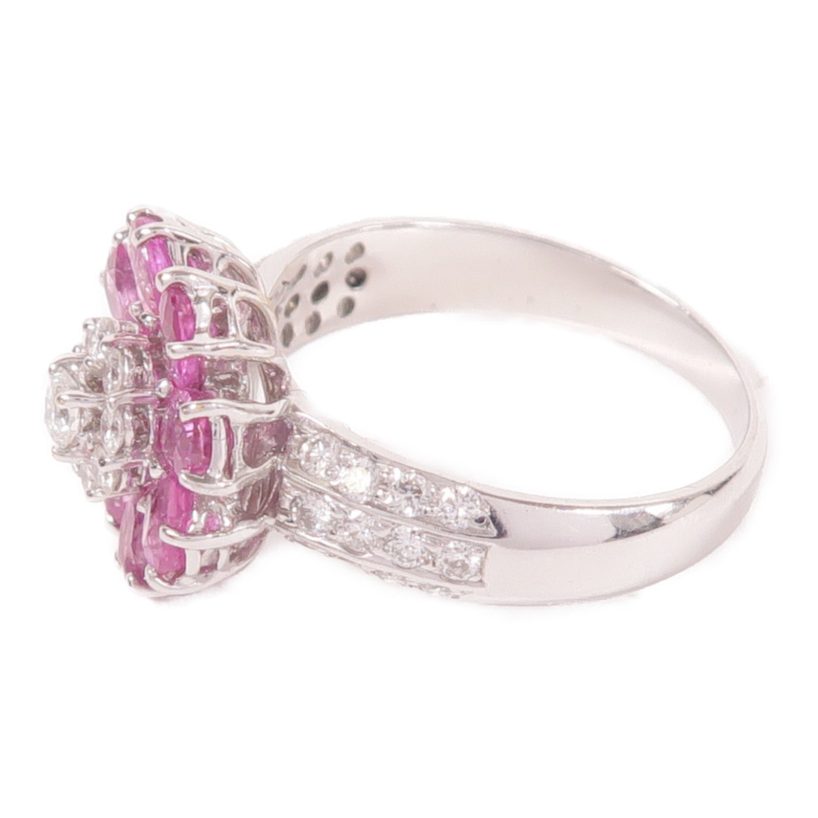 Ponte Vecchio 18K白金Pink Sapphire Diamond Ring2.17ct粉紅色藍寶石/0.59ct鑽石戒指US#6.5