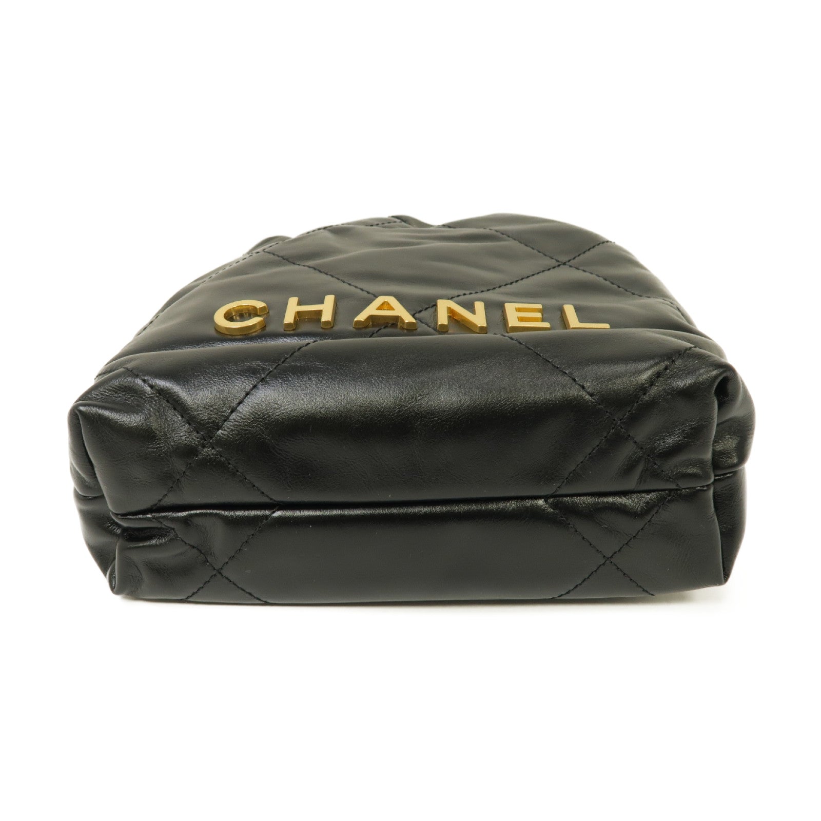 CHANEL 【激減優惠】菱格牛皮皮革22 Mini金扣手挽肩背兩用袋黒色