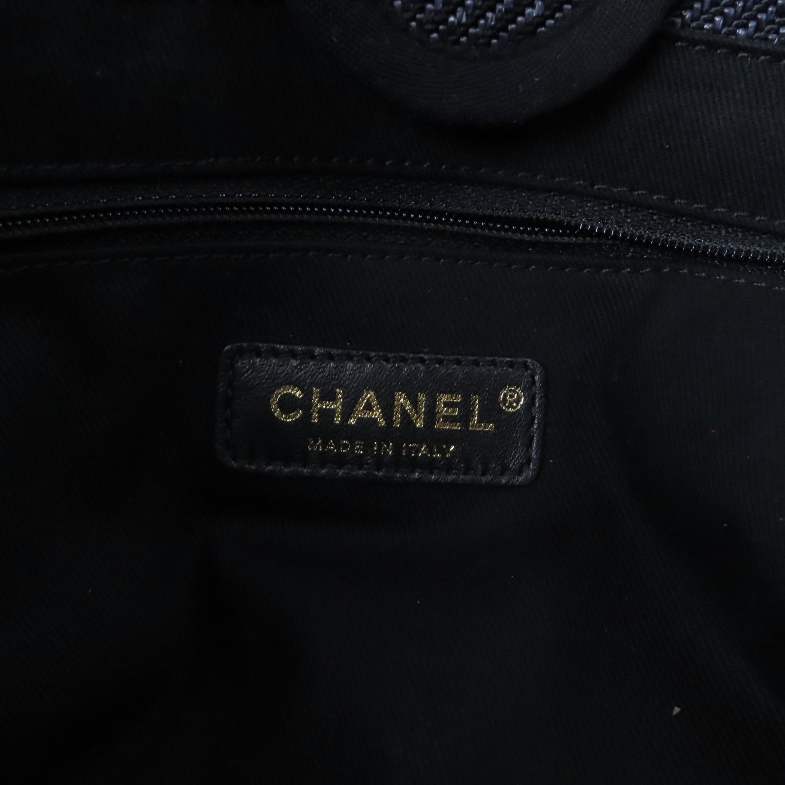 CHANEL 帆布Deauville銀扣手挽袋黑色