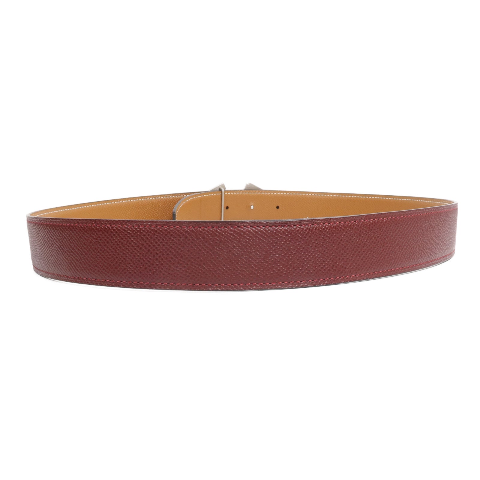 HERMES Epsom皮革Reversible H Belt 85cm皮帶Rouge H/Gold