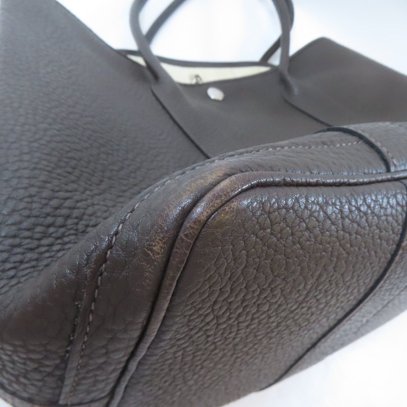 HERMES Negonda皮革Garden Party PM銀扣手挽袋啡色