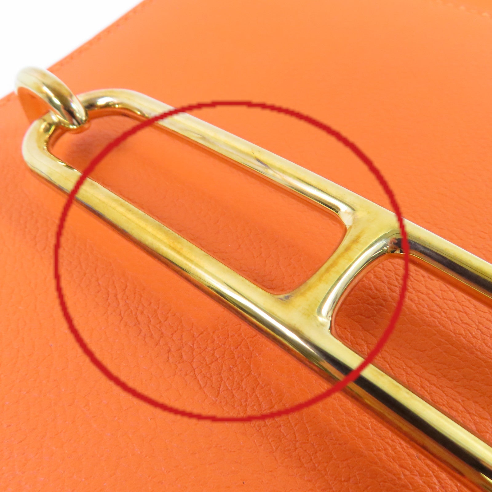 HERMES Evercolor皮革Roulis Mini Shoulder Bag金扣肩背袋9J Feu fire orange/火橘色
