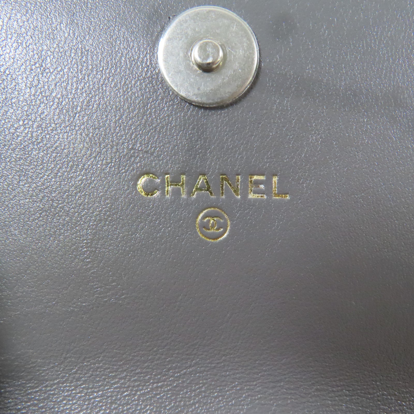 CHANEL 菱格羊皮皮革19 Phone Case鏈帶手挽肩背兩用袋灰色