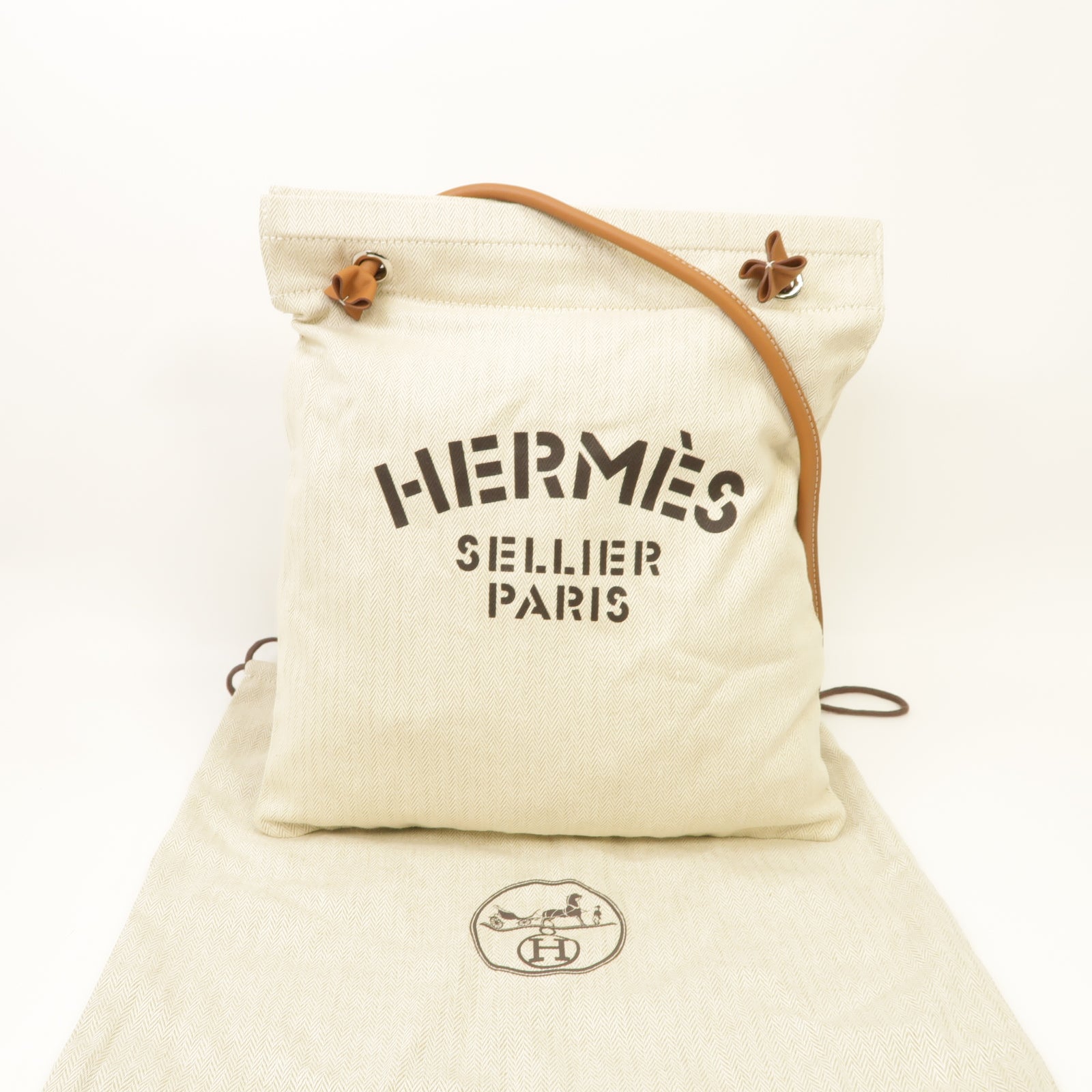 HERMES 【激減優惠】帆布AlineTote Bag銀扣手挽袋米色