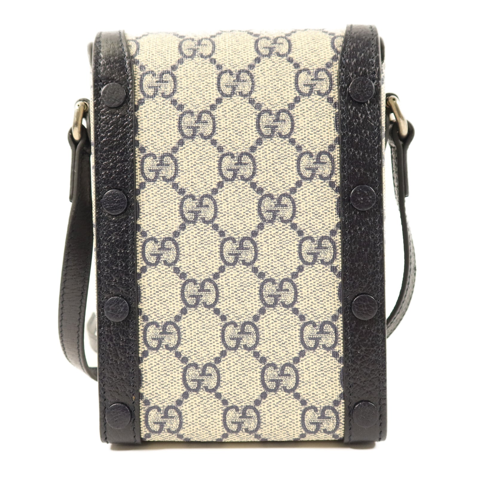 GUCCI 帆布1955 Horsebit銀扣肩背袋