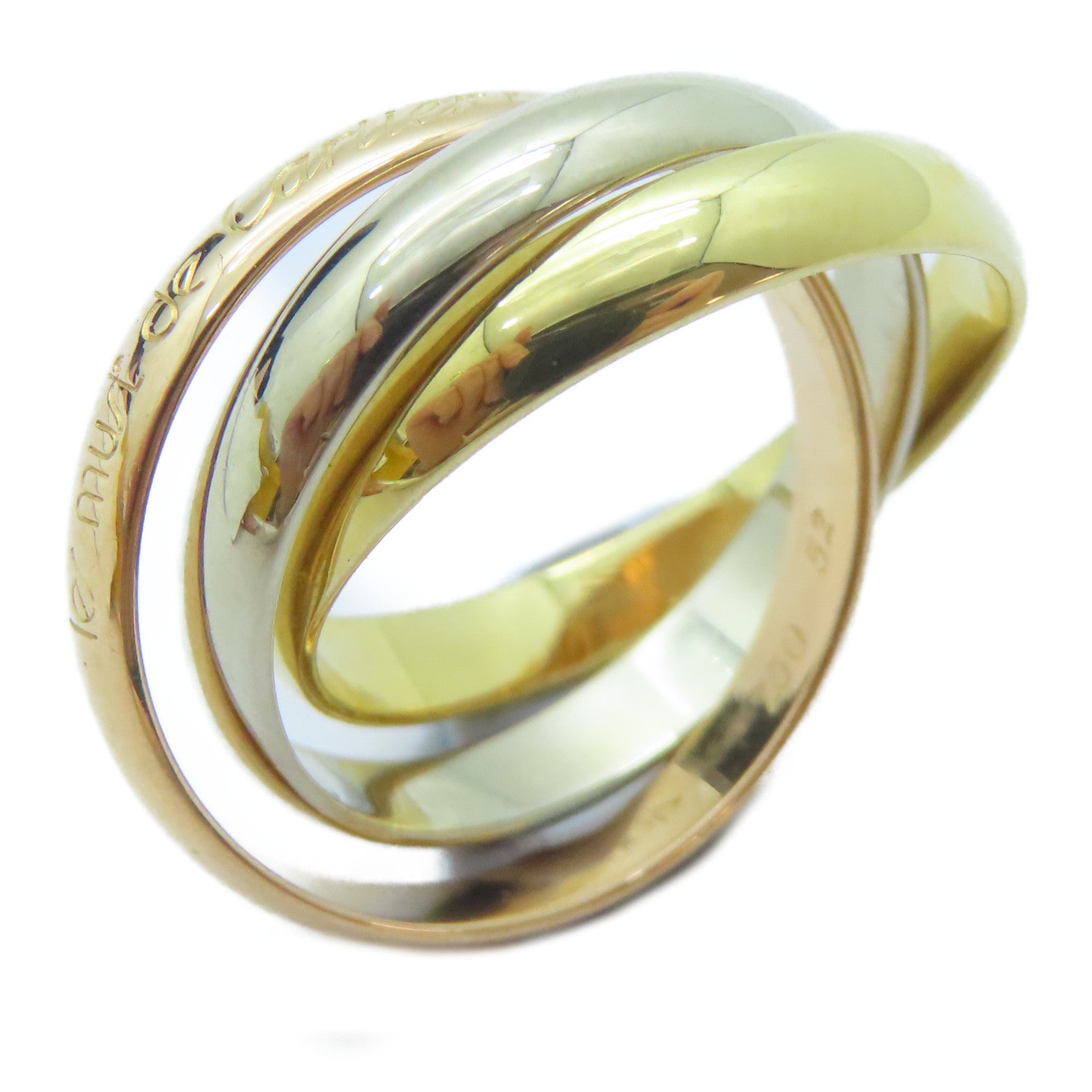 CARTIER 18K黃金/白金/玫瑰金Trinity戒指Cartier#52/US#6.25