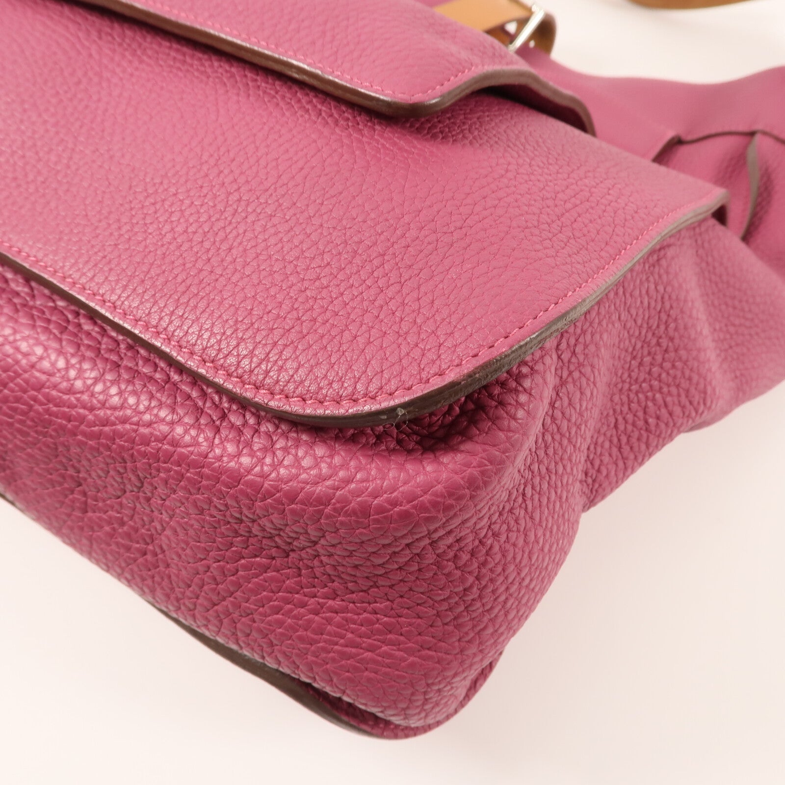 HERMES Clemence皮革Marwar GM銀扣肩背袋Tosca