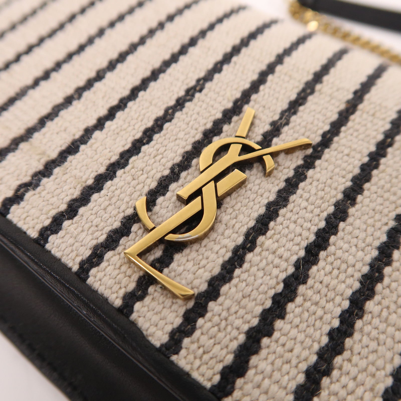 YVES SAINT LAURENT 帆布Chain Shoulder金扣肩背袋