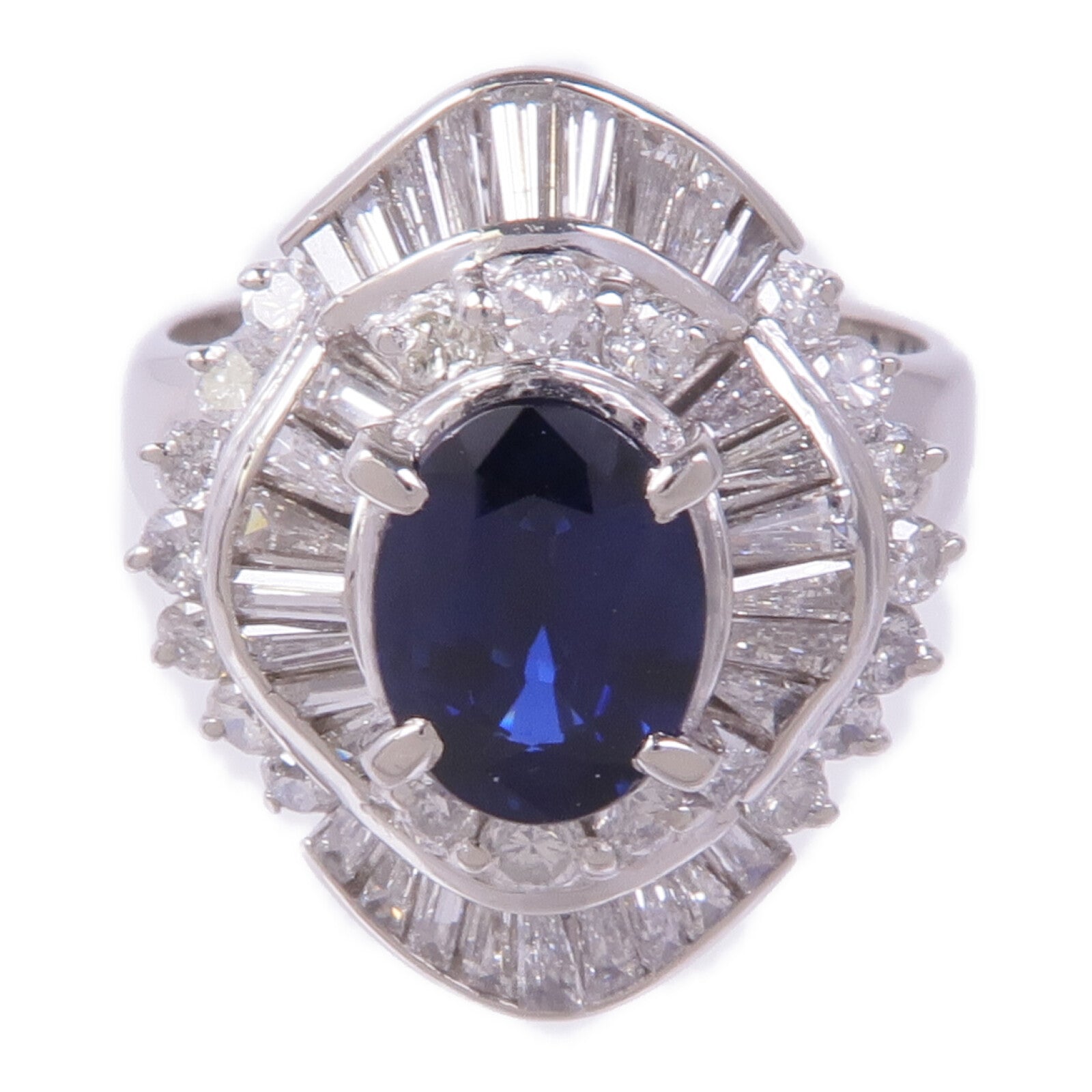 JEWELRY PT900鉑金Sapphire Diamond Ring藍寶石/鑽石戒指US#6.5