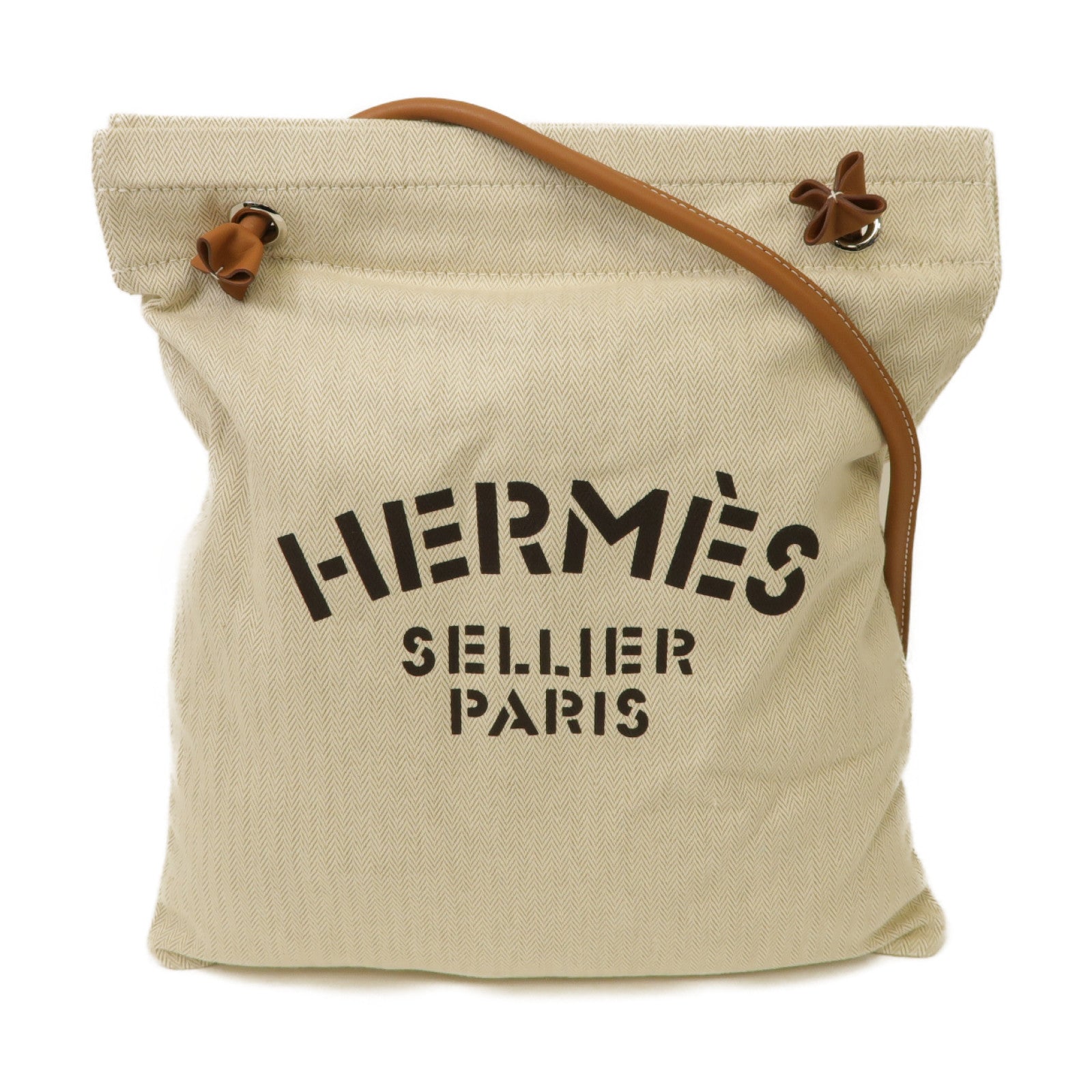 HERMES 【激減優惠】帆布AlineTote Bag銀扣手挽袋米色