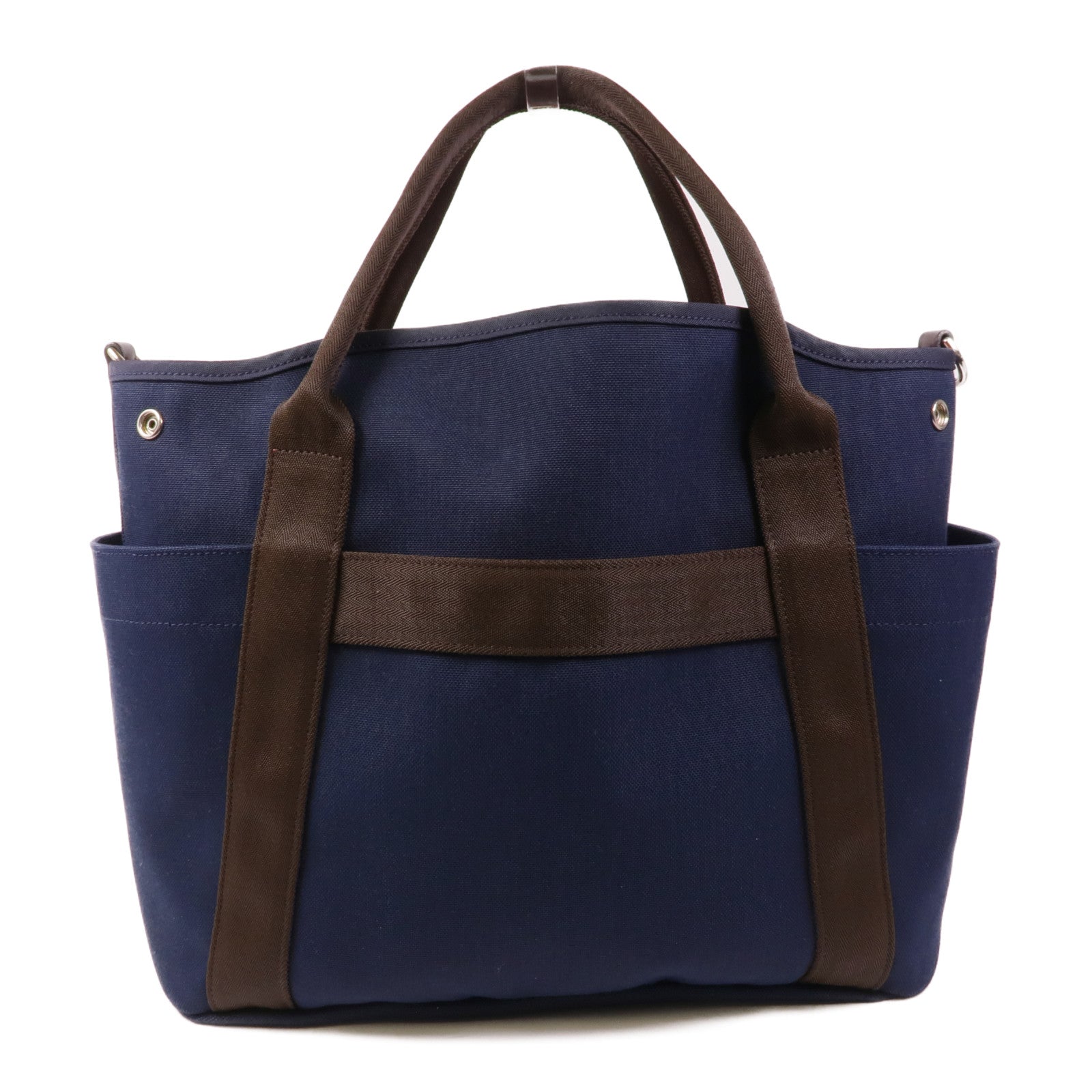 HERMES 帆布Sac De Pansage Groom手挽肩背兩用袋Bleu Indigo/Feu
