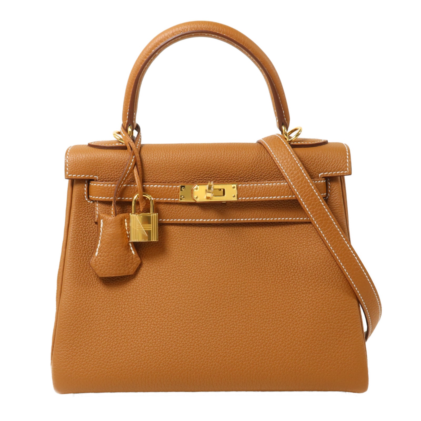 HERMES Togo皮革Kelly 25手挽肩背兩用袋Gold